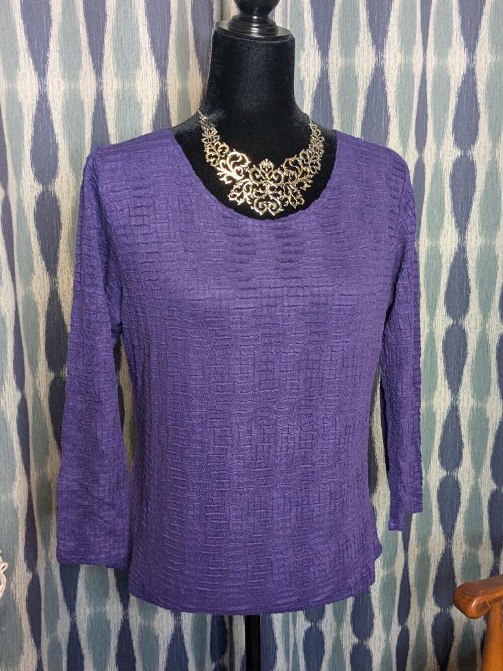 Rafael Petite Purple Crinkle Textured Blouse PM